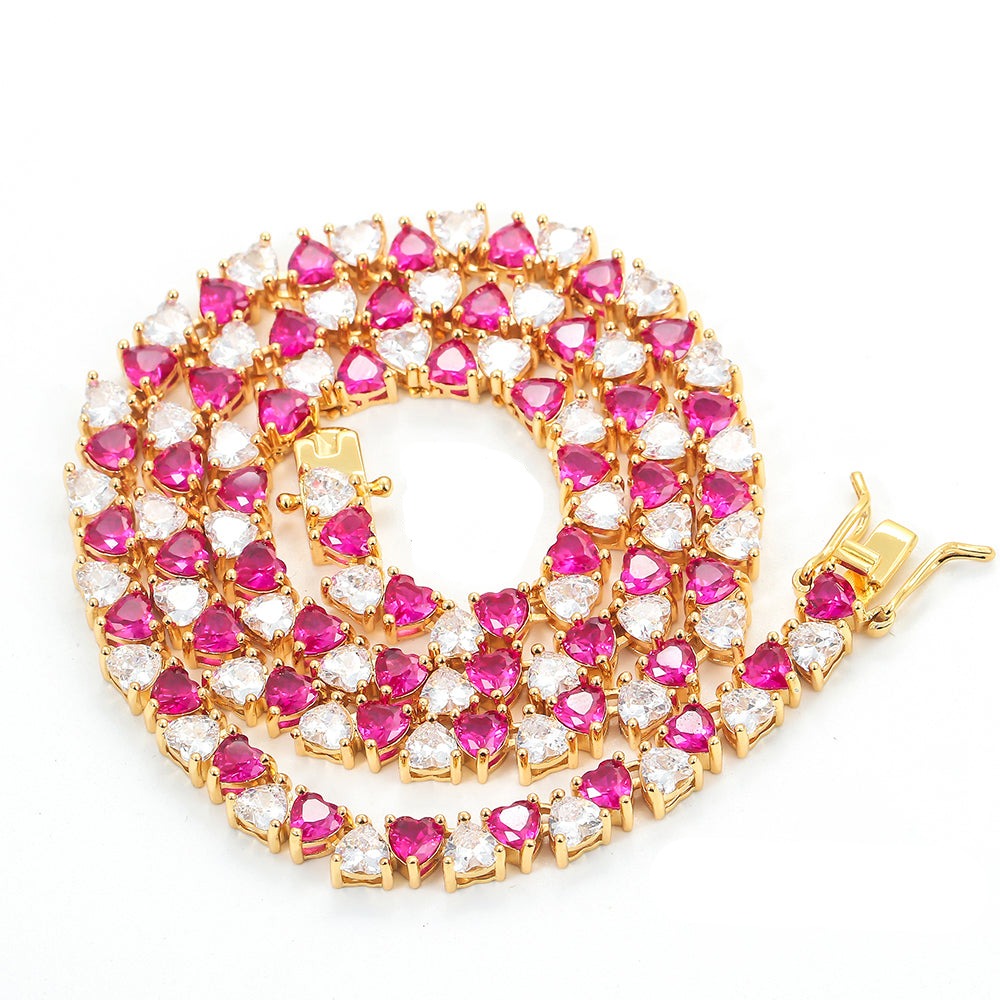 Riviera de Coração Pink Dream 5MM - Cravejada com zircônias