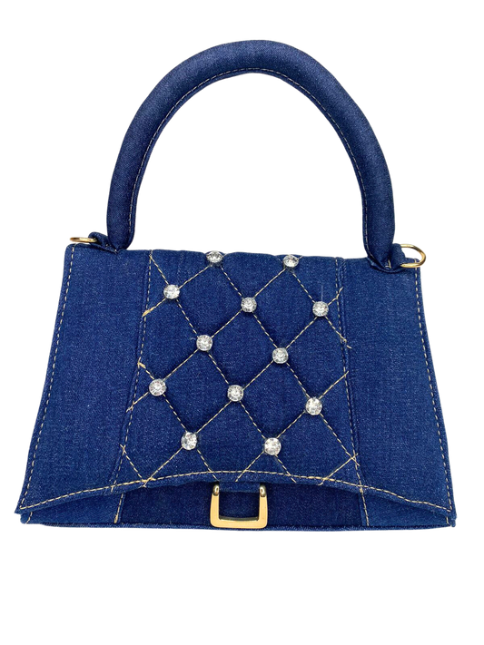 Bolsa Tiracolo Jeans escuro Cristal - Customizada