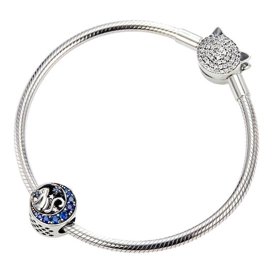 Charm Gato na Lua - 100% Prata 925 com zircônias