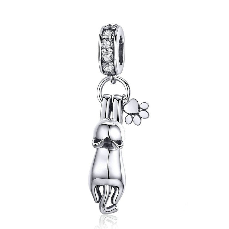 Charm Gato Pendente - 100% Prata 925 com zircônias