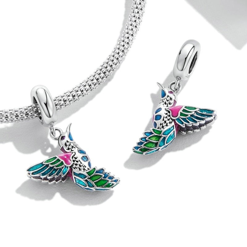 Charm Pendente Color Bird - 100% Prata 925 esmaltada