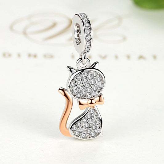 Charm Pendente Cat Shine - 100% Prata 925 com Zircônias