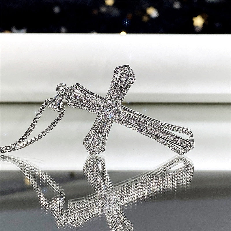 Crucifixo Platinum Stone - Cravejado com Zircônias