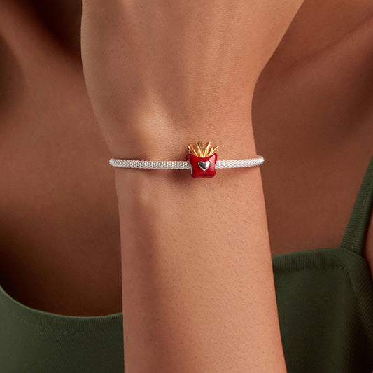 Charm Clips Batata Frita - 100% Prata 925 Esmaltada