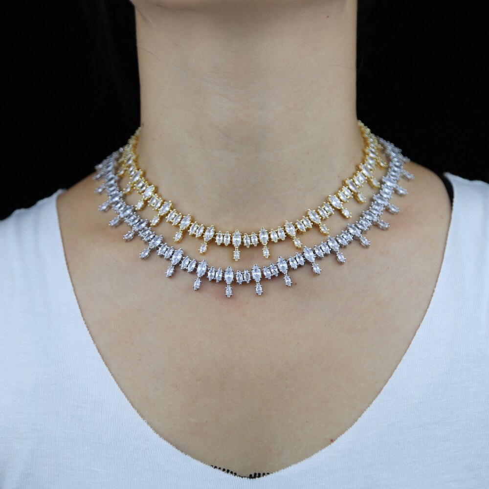 Colar Choker Luxo - Cravejado com zircônias