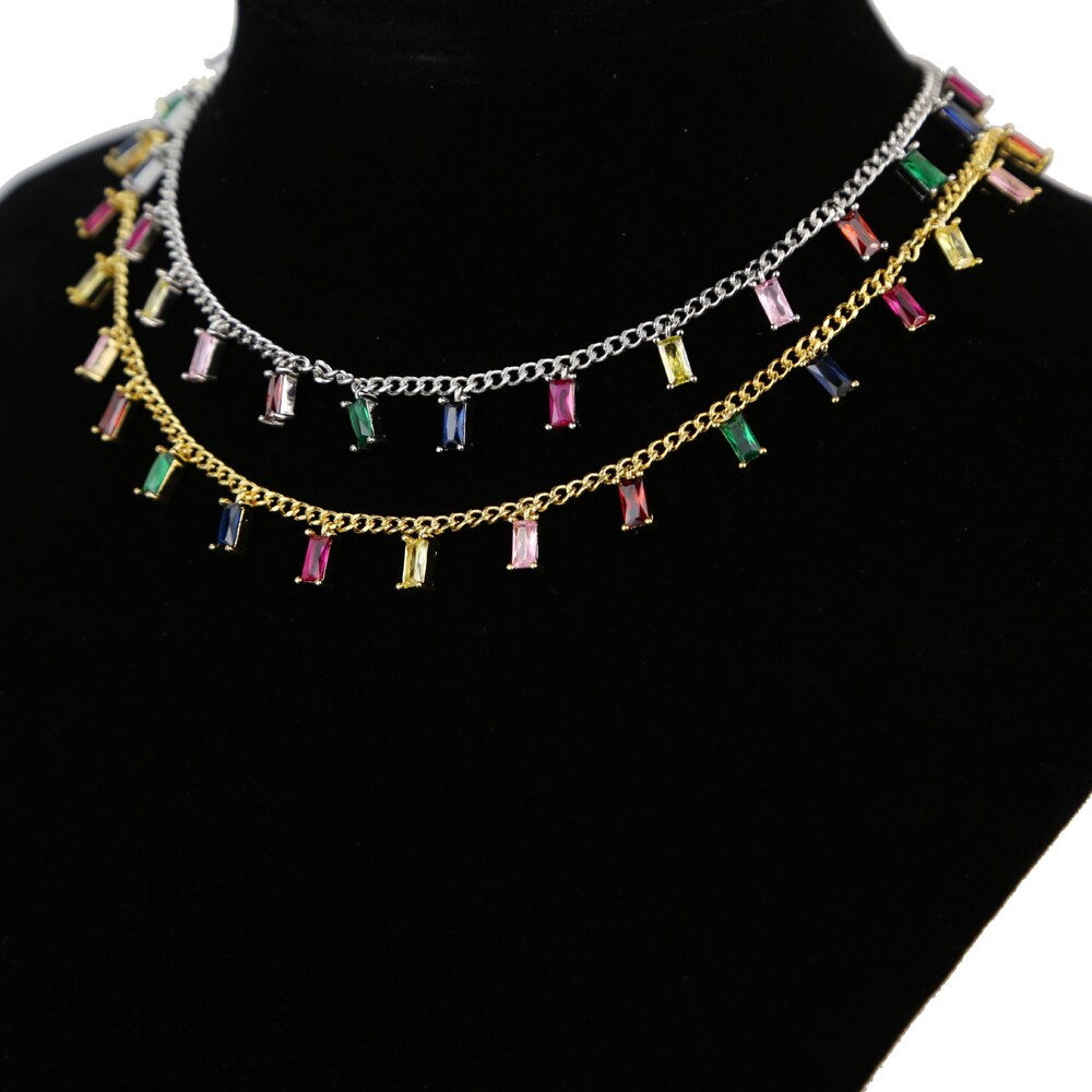 Colar Choker Colorido - Cravejado com zircônias