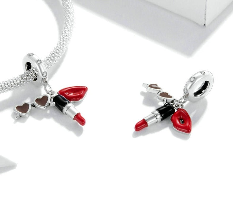 Charm Pendente Lipstick - 100% Prata 925