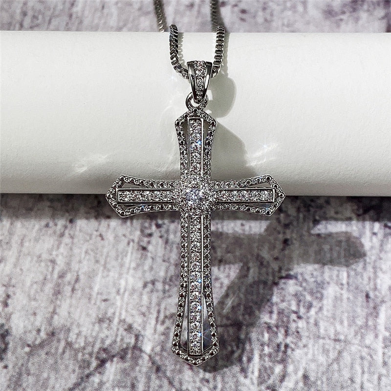 Crucifixo Platinum Stone - Cravejado com Zircônias