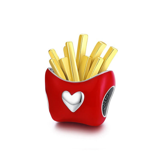 Charm Clips Batata Frita - 100% Prata 925 Esmaltada