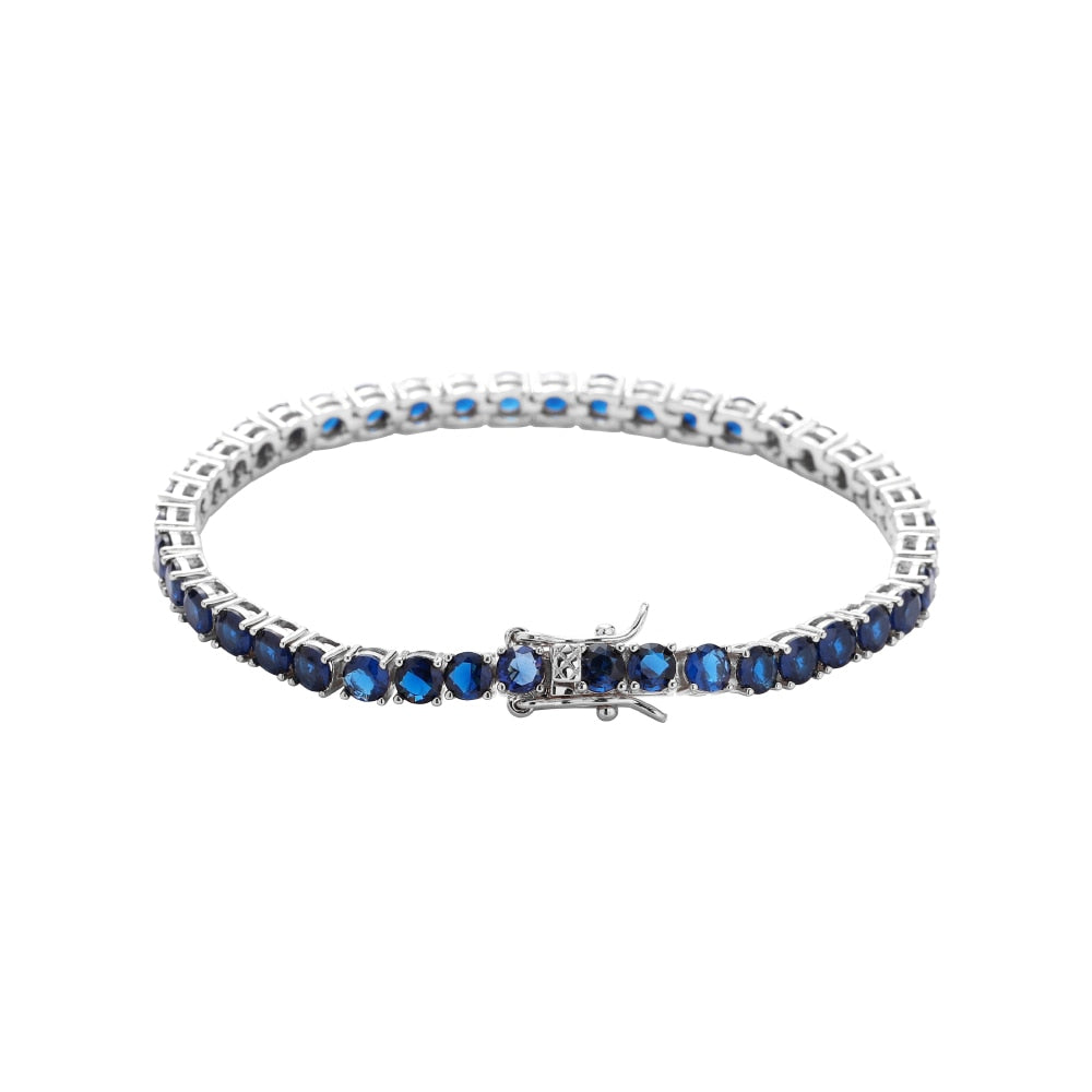 Pulseira Blue Stone 4mm - Cravejada com zircônias