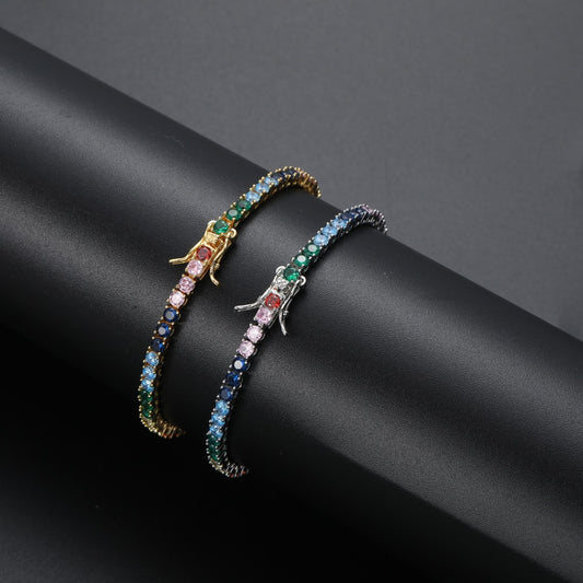 Pulseira Color Stone 3 mm - Cravejada com zircônias