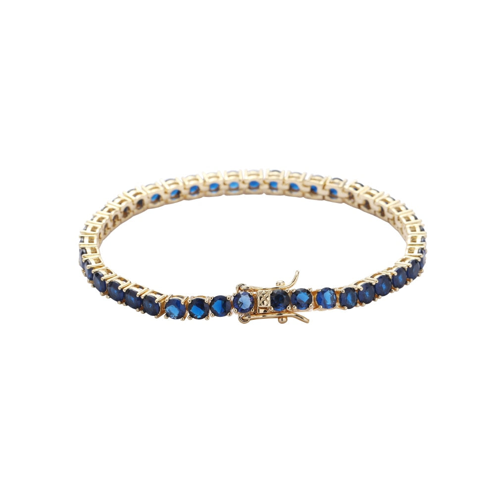 Pulseira Blue Stone 4mm - Cravejada com zircônias