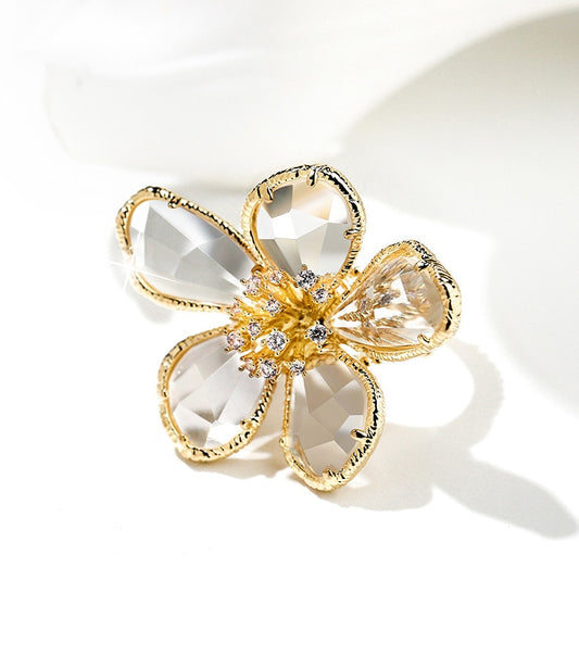 Anel Flor de Cristal - Ajustável ao dedo