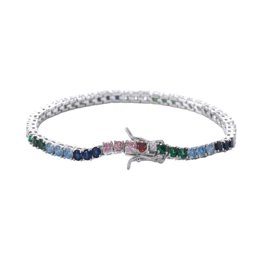 Pulseira Color Stone 3 mm - Cravejada com zircônias