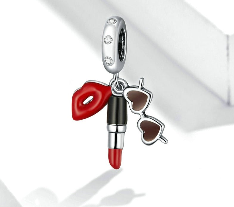 Charm Pendente Lipstick - 100% Prata 925