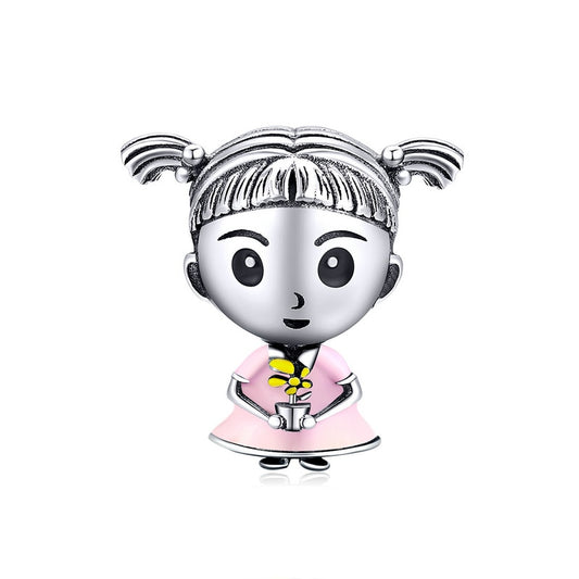 Charm Menina Vestido - 100% Prata 925