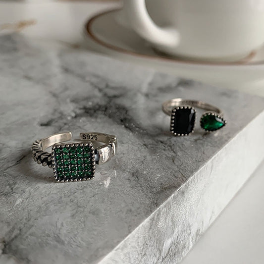 Anéis Green Stone - 2 Peças