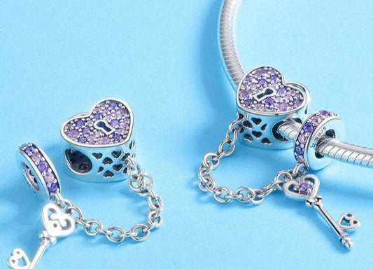 Corrente de Segurança Chave do Amor - 100% Prata 925