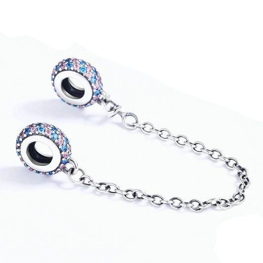 Corrente de Segurança Rainbow - 100% Prata 926 com zircônias