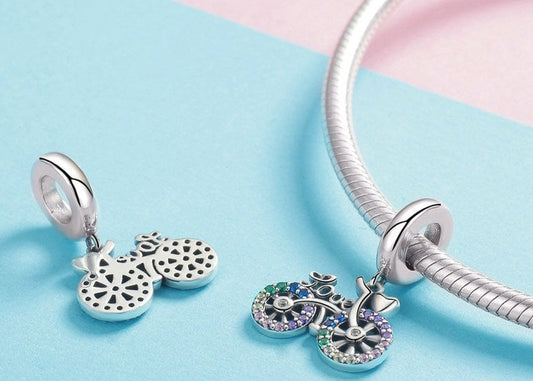 Charm Color Bike - 100% Prata 925 com Zircônias