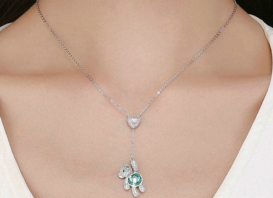 Colar Urso Luxo - 100% Prata 925 com Zircônias