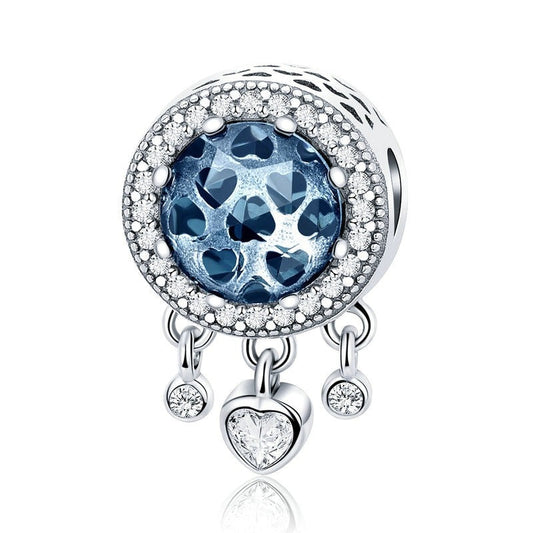 Charm Filtro Cristal Azul - 100% Prata 925