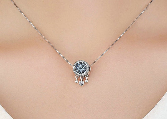 Charm Filtro Cristal Azul - 100% Prata 925