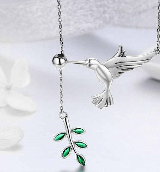 Colar Beija-Flor Pendente - 100% Prata 925