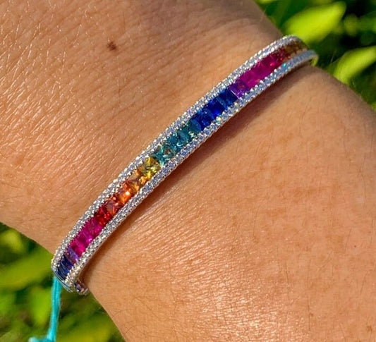 Bracelete Rainbow Luxo - Cravejado com Zircônias