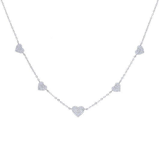 Colar Coração Pendente Cristal - Cravejado com zircônias
