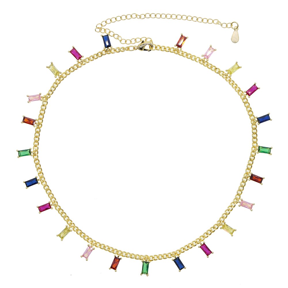 Colar Choker Colorido - Cravejado com zircônias