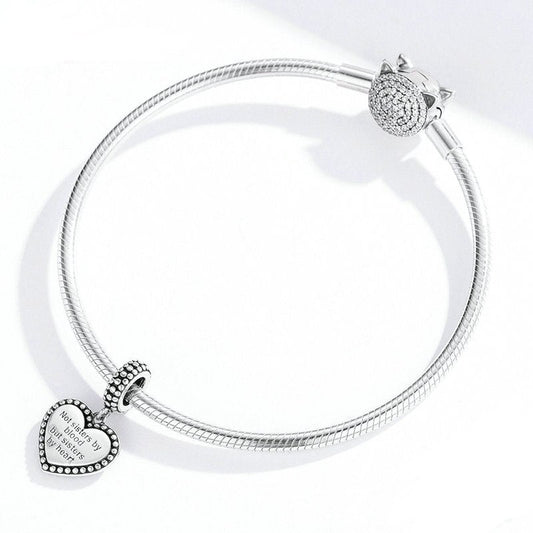 Charm Pendente de Coração Irmãs de sangue - 100% Prata 925