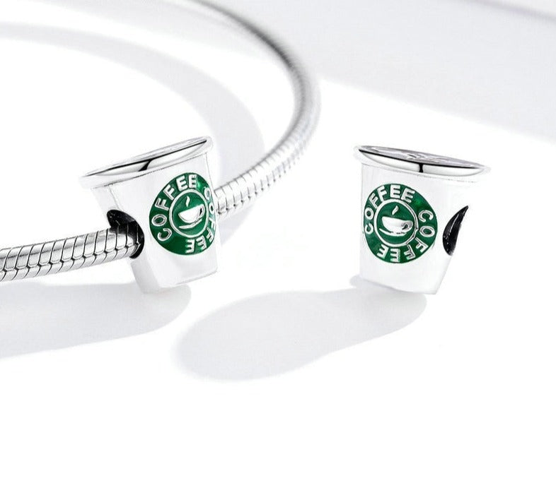 Charm I Love Coffee - 100% Prata 925 Esmaltada