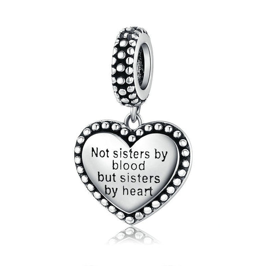 Charm Pendente de Coração Irmãs de sangue - 100% Prata 925