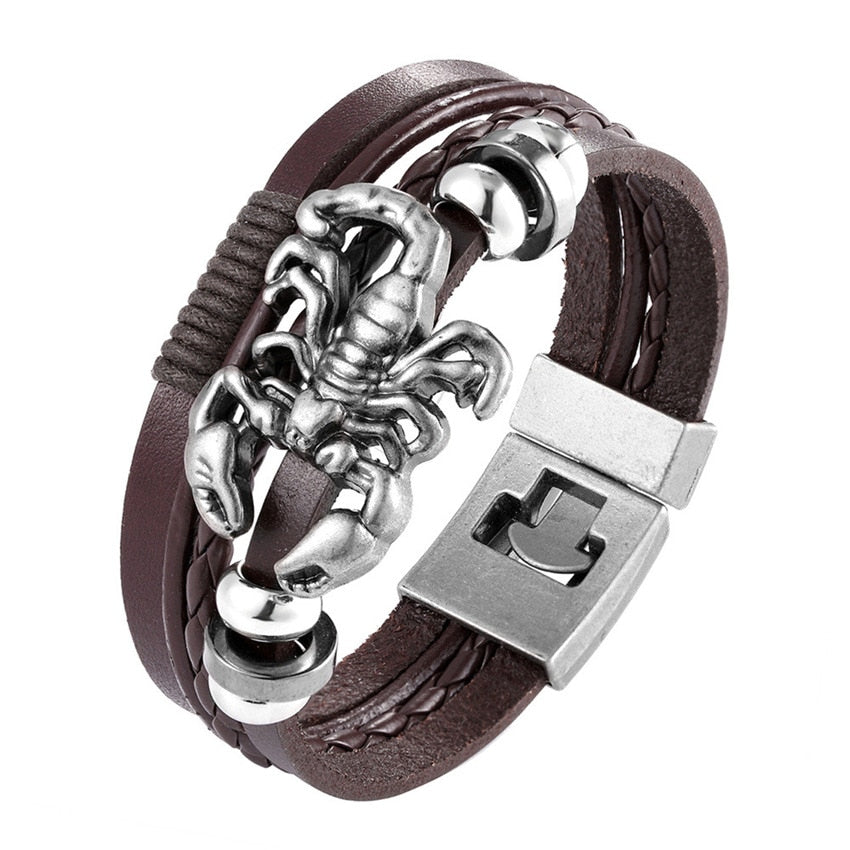 Bracelete Scorpion - Couro Legítimo