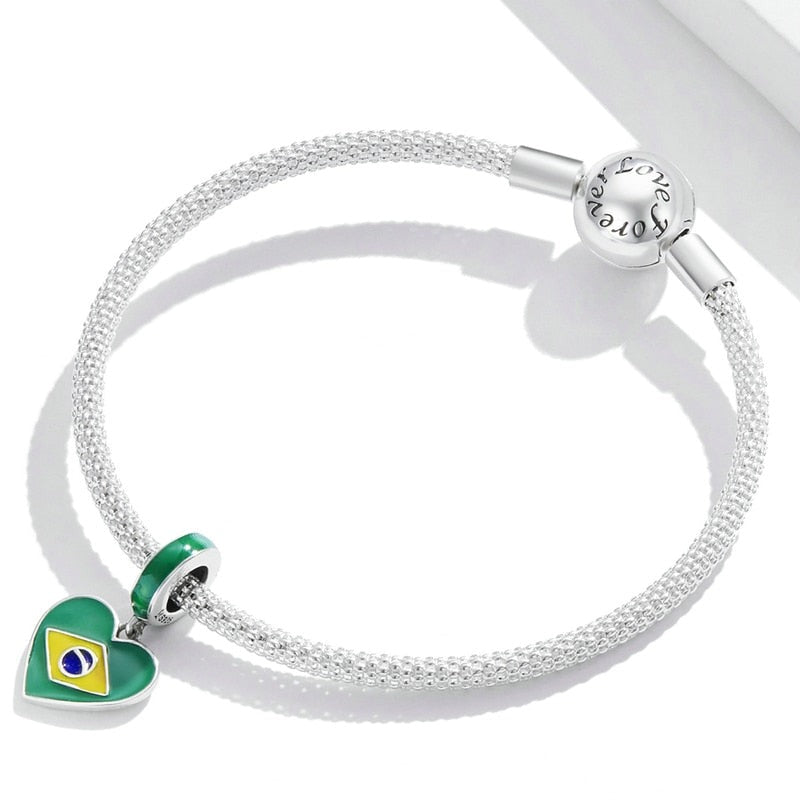 Charm Pendente Brasil - 100% Prata 925 Esmaltada