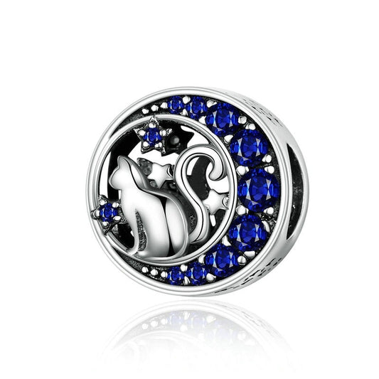 Charm Gato na Lua - 100% Prata 925 com zircônias