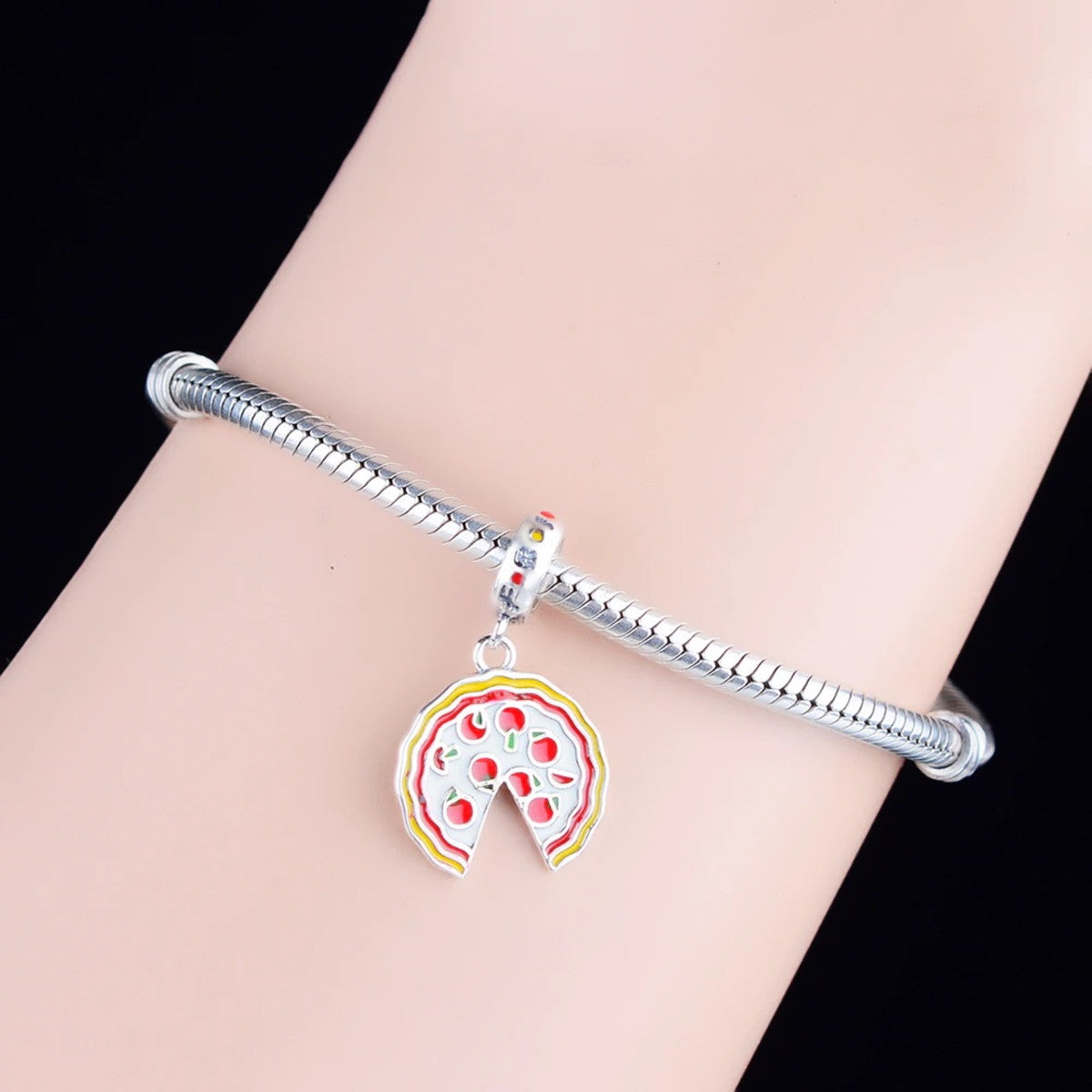 Charm Pizza Friends - 100% Prata 925 Esmaltada