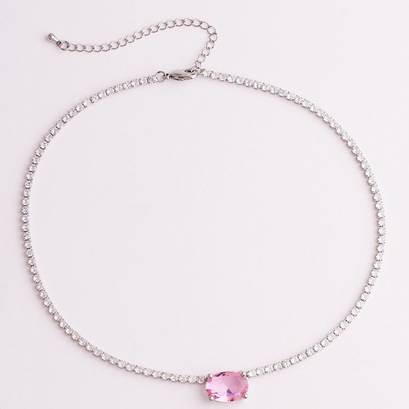 Choker Riviera oval com zircônias