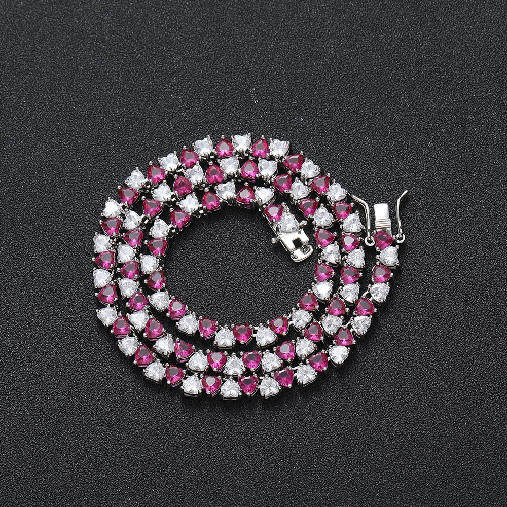 Riviera de Coração Pink Dream 5MM - Cravejada com zircônias