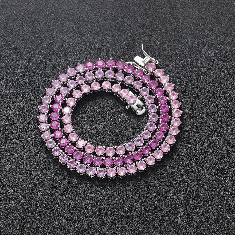 Riviera de Três pontas Pink Degradê - Cravejada com zircônias