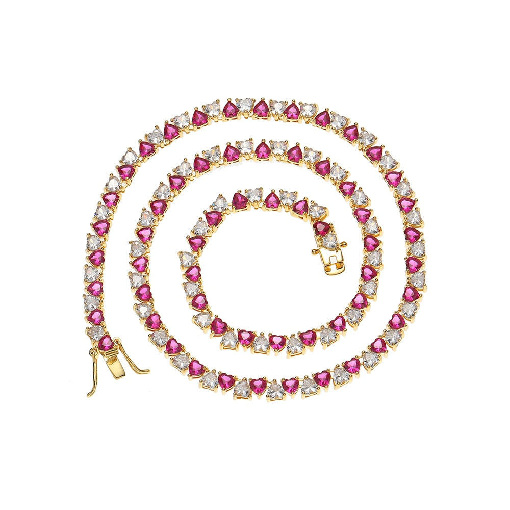 Riviera de Coração Pink Dream 5MM - Cravejada com zircônias