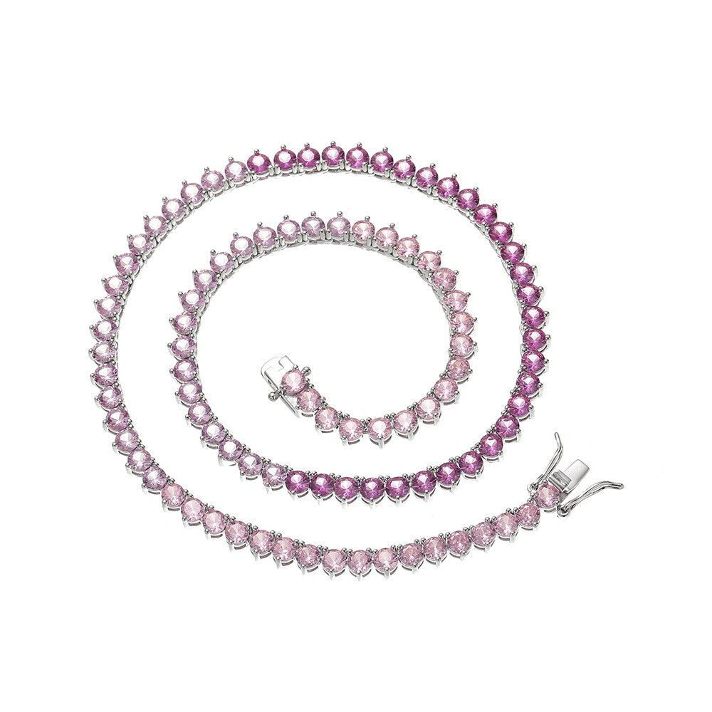 Riviera de Três pontas Pink Degradê - Cravejada com zircônias