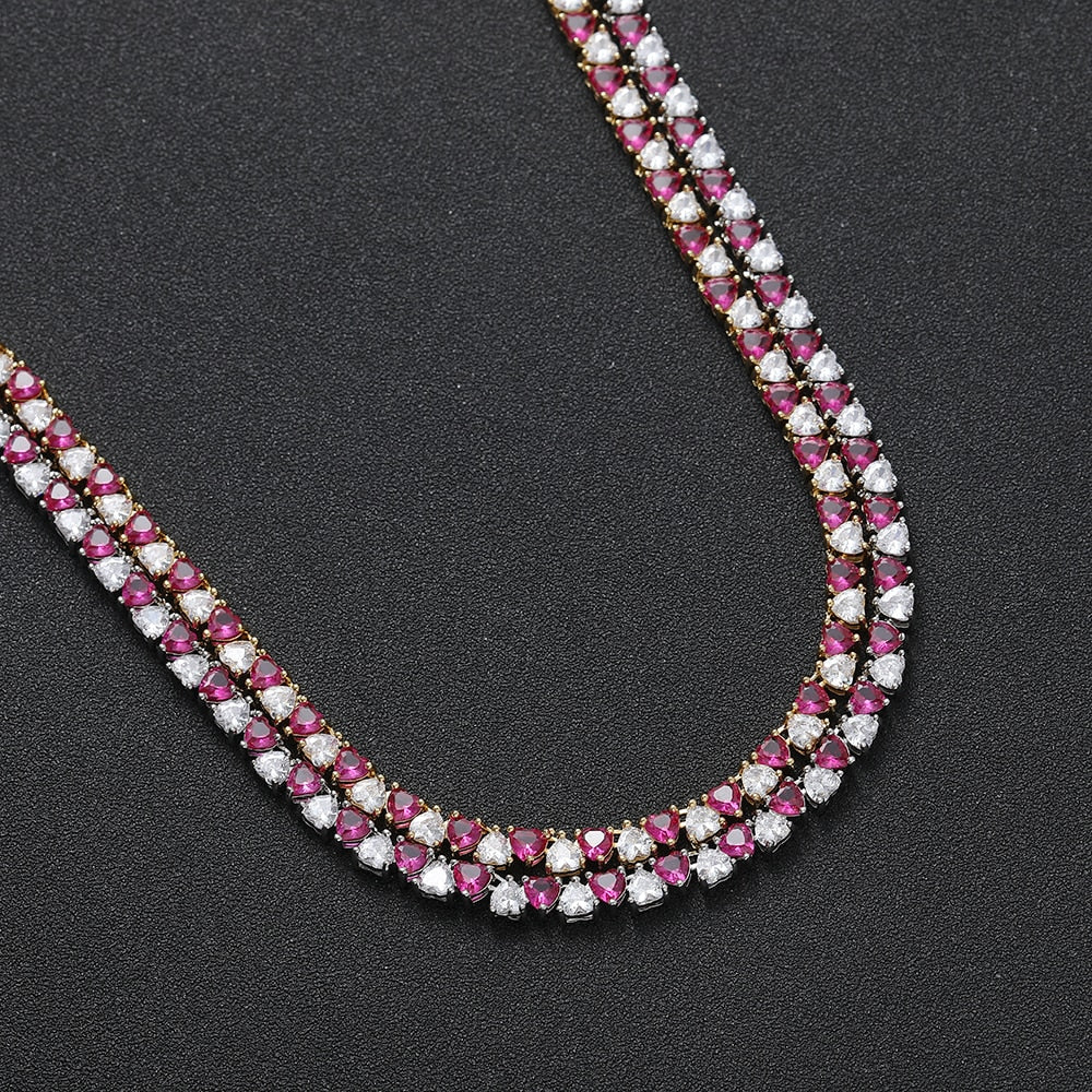 Riviera de Coração Pink Dream 5MM - Cravejada com zircônias