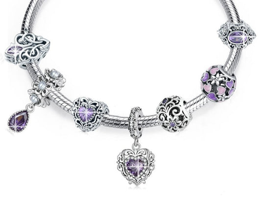 Charm Pendente Ametista Crystal - 100% Prata 925 com Zircônia