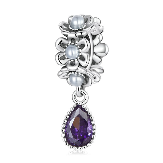 Charm Pendente Ametista Crystal - 100% Prata 925 com Zircônia