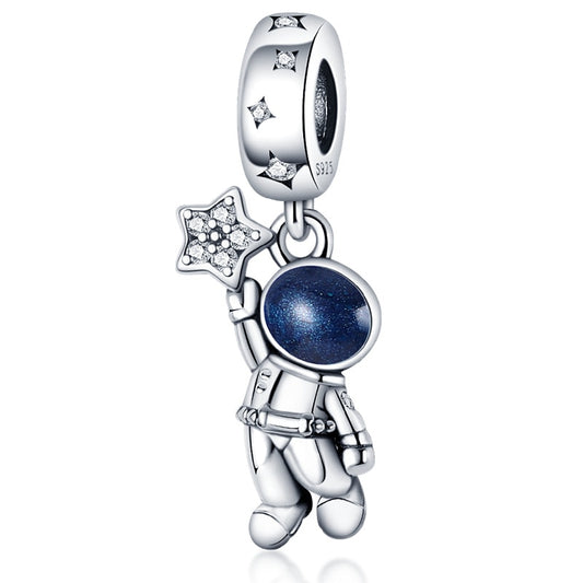 Charm Pendente Astronauta Star - 100% Prata 925