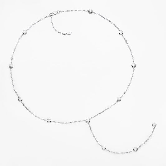 Colar gravatinha Paris - 100% Prata 925 com Moissanite