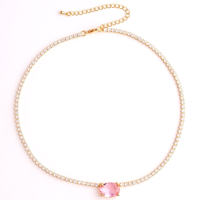 Choker Riviera oval com zircônias