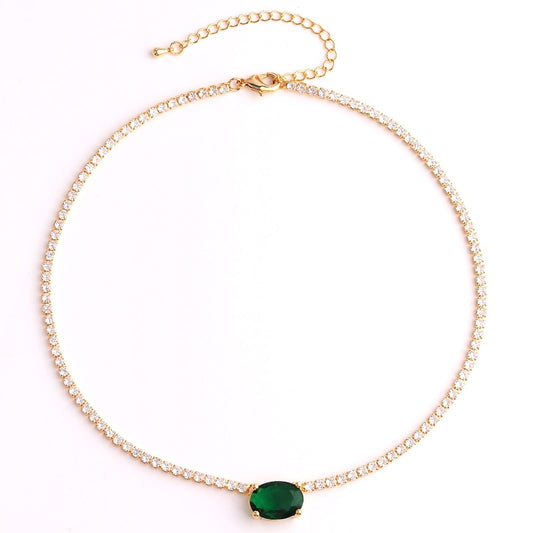 Choker Riviera oval com zircônias